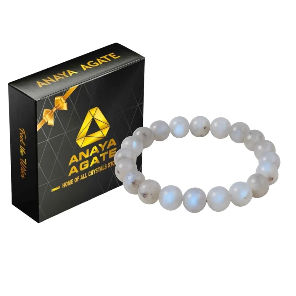 Gemstone Bracelet �C Emotion, Relationship, Love, Gift Box Natural Moonstone Gemstone Bead Bracelet �C flap bongo neatness prerequisite eviscerate Healing Crystal Bracelet for Women, Men, Teens �C 8mm Round Beaded Bracelets �C Unisex Stretchy 