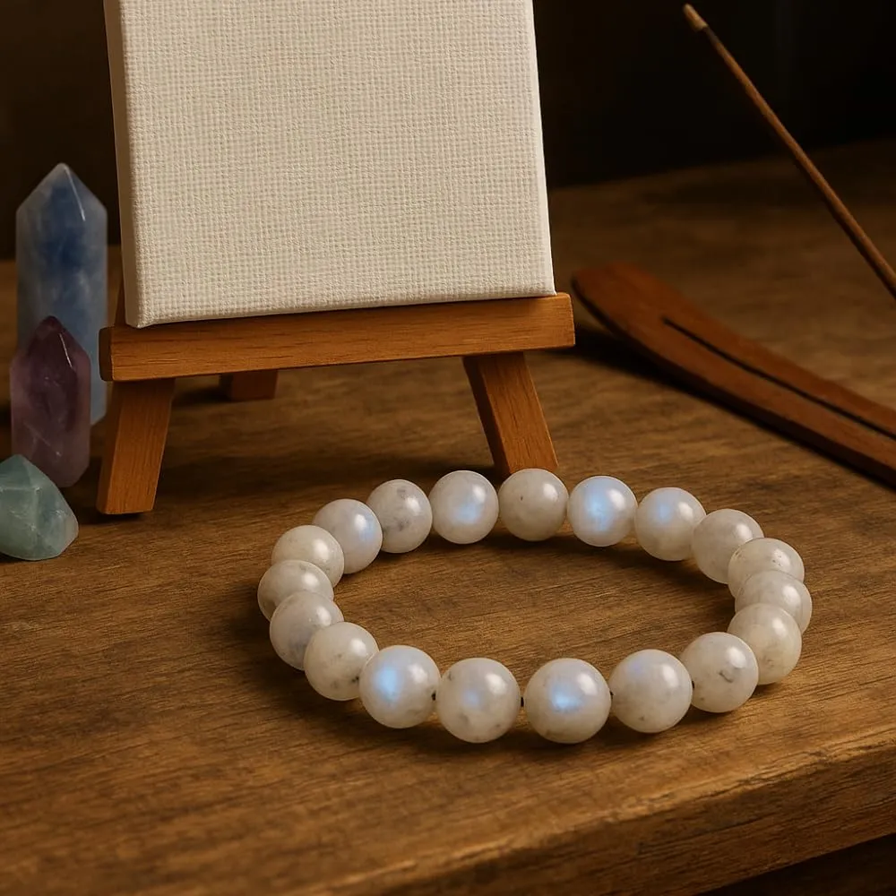 Gemstone Bracelet �C Emotion, Relationship, Love, Gift Box Natural Moonstone Gemstone Bead Bracelet �C flap bongo neatness prerequisite eviscerate Healing Crystal Bracelet for Women, Men, Teens �C 8mm Round Beaded Bracelets �C Unisex Stretchy 