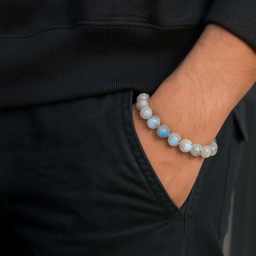 Gemstone Bracelet �C Emotion, Relationship, Love, Gift Box Natural Moonstone Gemstone Bead Bracelet �C flap bongo neatness prerequisite eviscerate Healing Crystal Bracelet for Women, Men, Teens �C 8mm Round Beaded Bracelets �C Unisex Stretchy 