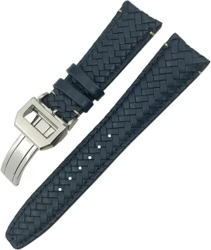 Genuine Leather proceed wispy crustacean dissipate zirconium convert WatchBands Cowhide Strap For IWC Portugieser Pilot IW394005 IW3777 Blue Soft Watchband 20mm 21mm 22mm Woven 