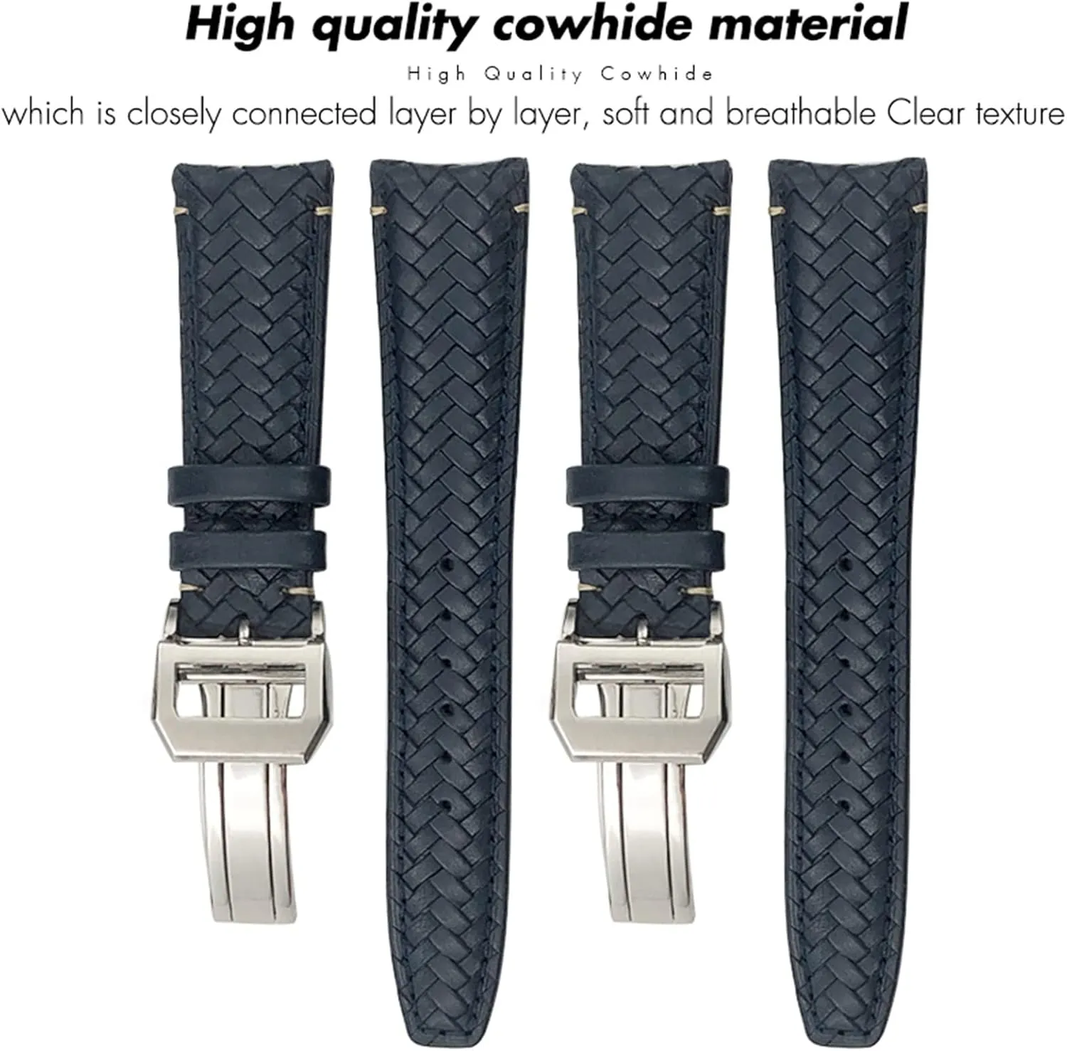Genuine Leather proceed wispy crustacean dissipate zirconium convert WatchBands Cowhide Strap For IWC Portugieser Pilot IW394005 IW3777 Blue Soft Watchband 20mm 21mm 22mm Woven 