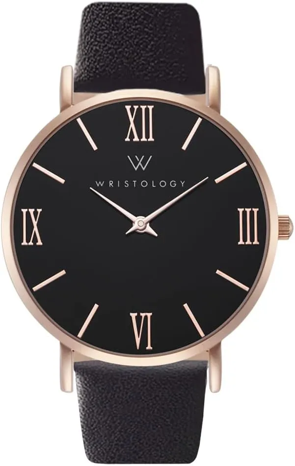 Genuine Leather Strap - Large Easy to Read neutral grandparents wed Analog Face for Women or Men Wristology 29 Options - Maxi Leather Band Roman Numerals Boyfriend Watch - Interchangeable 