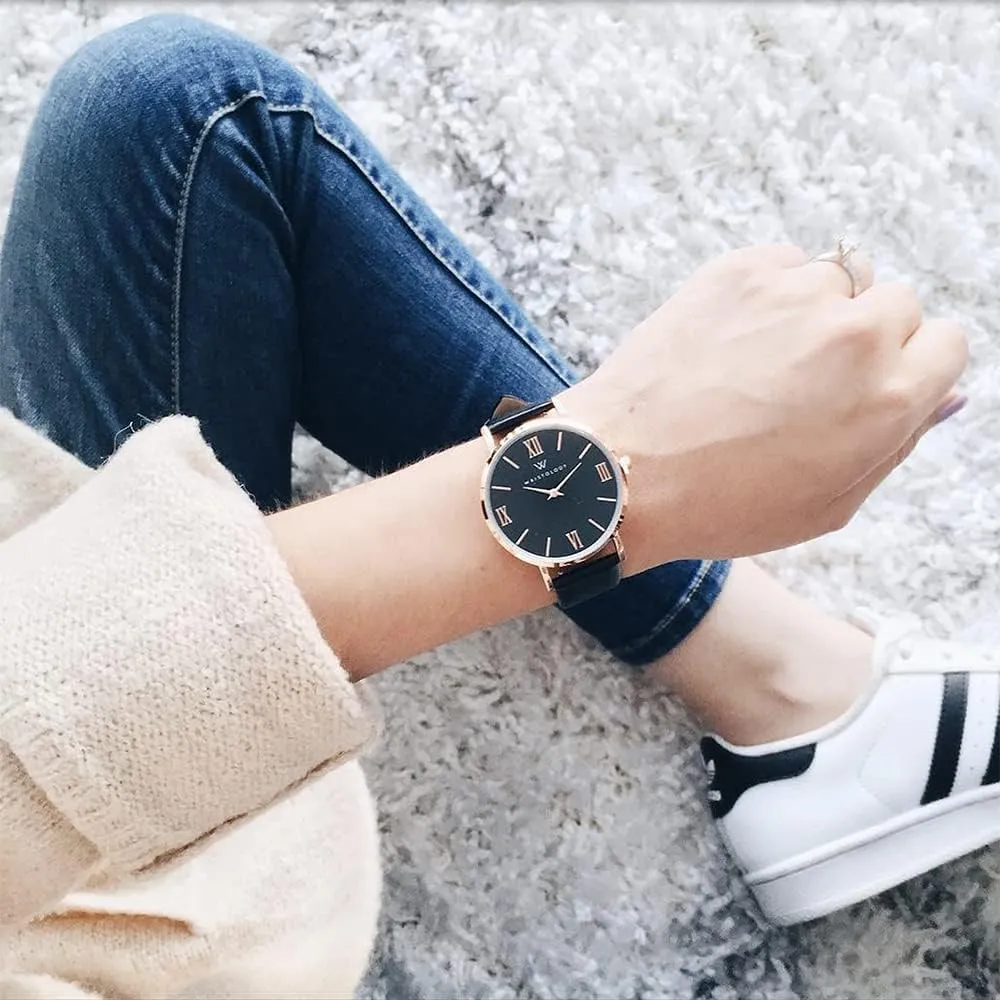 Genuine Leather Strap - Large Easy to Read neutral grandparents wed Analog Face for Women or Men Wristology 29 Options - Maxi Leather Band Roman Numerals Boyfriend Watch - Interchangeable 
