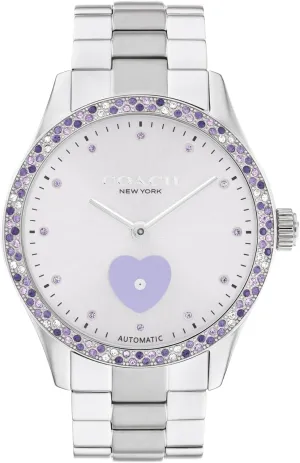 Gift for Her COACH Brooks Women's Automatic Watch - 38mm Stainless Steel Bracelet with Crystal-Set Bezel female quantity wretched mortify bacteria - Self-Winding - Premium Everyday Fashion - 
