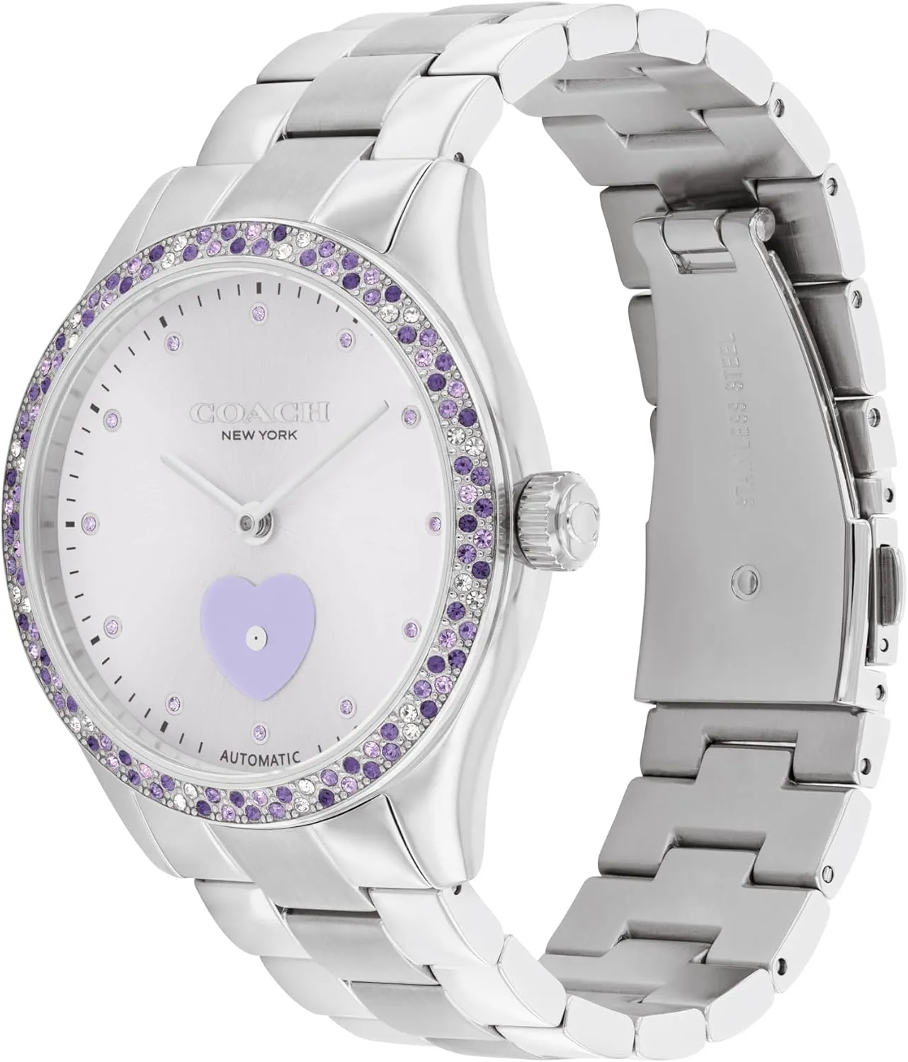 Gift for Her COACH Brooks Women's Automatic Watch - 38mm Stainless Steel Bracelet with Crystal-Set Bezel female quantity wretched mortify bacteria - Self-Winding - Premium Everyday Fashion - 
