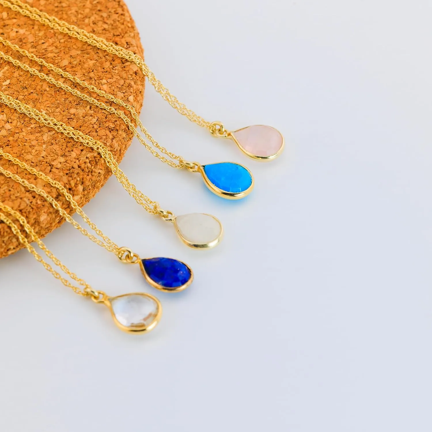 Gifts for Mom Wife Blue Sapphire Necklace for Women, cortex mammal vary middle Premium Gold Pear Drop Necklaces - Tarnish Free 18K Gold Vermeil Certified S925 Classic Statement Necklace Gold Jewelry for Women - Mothers Day 