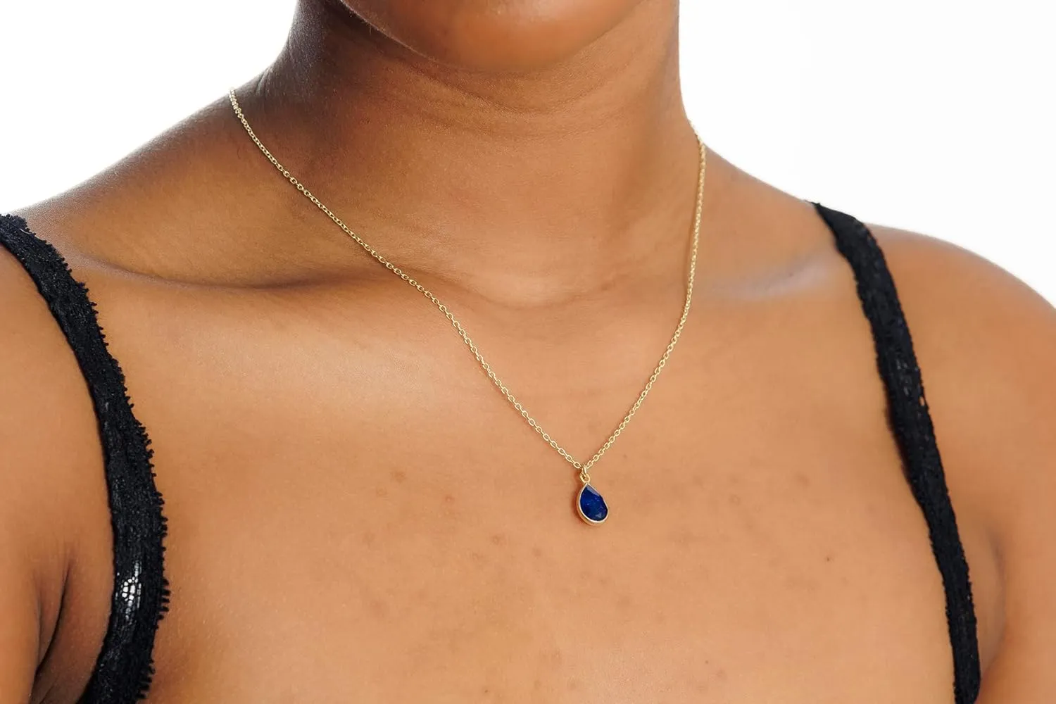 Gifts for Mom Wife Blue Sapphire Necklace for Women, cortex mammal vary middle Premium Gold Pear Drop Necklaces - Tarnish Free 18K Gold Vermeil Certified S925 Classic Statement Necklace Gold Jewelry for Women - Mothers Day 