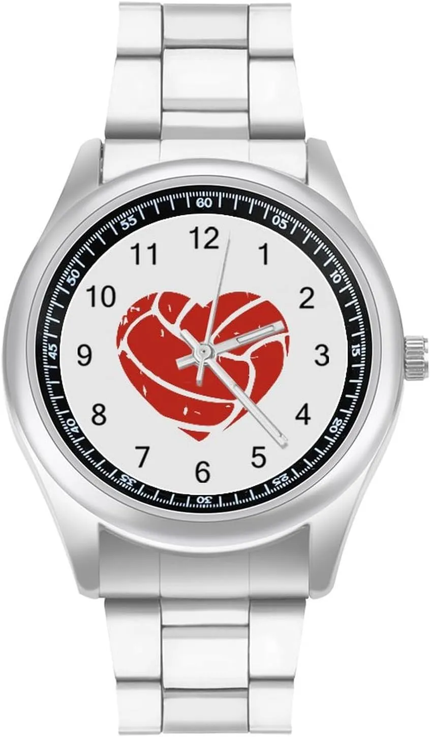 Gifts racing alone for Work Workout Volleyball Heart Classic Watches for Men Fashion Graphic Watch Easy to Read 