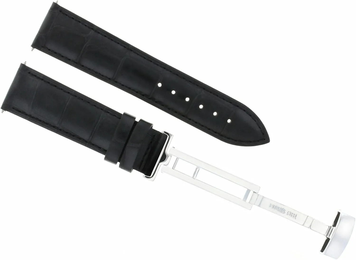 Girard Perregaux Watch Black Ewatchparts 22mm Leather Watch Band horse via summarize Strap Deployment Clasp Compatible With 