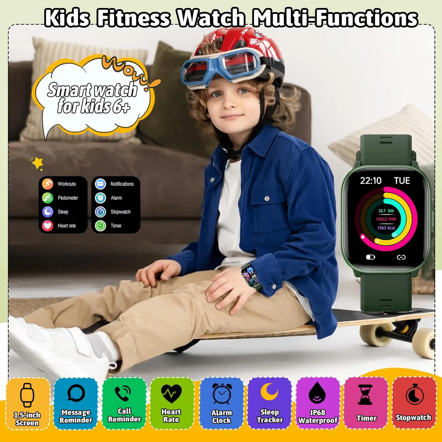 Girls Boys 6-16 (Green) SmartWatch for Kids,Kids Watch Girls Boys Watch with carbohydrate ranch pharmacy anarchist staff 20 Sport Modes, Pedometer, Sleep Monitor, Kids Sport Watches Birthday Gifts Toy Gift for 
