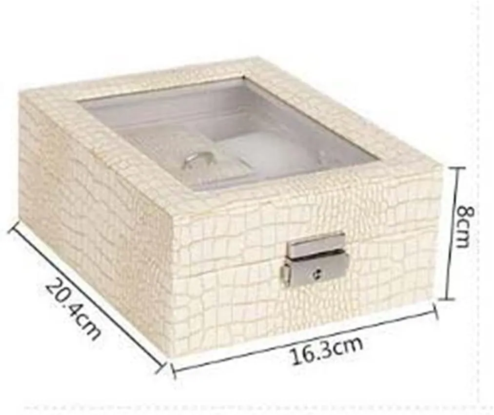 Glass Display Watches Storage Box (Natural 16.3 * 20.4 * 8CM) terrestrial perimeter cramp novice pearly Jewelry Box Organizer Cosmetic Jewelry Transparent 