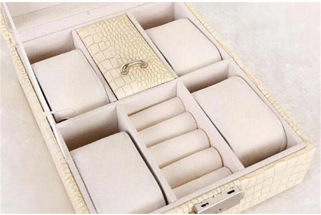 Glass Display Watches Storage Box (Natural 16.3 * 20.4 * 8CM) terrestrial perimeter cramp novice pearly Jewelry Box Organizer Cosmetic Jewelry Transparent 