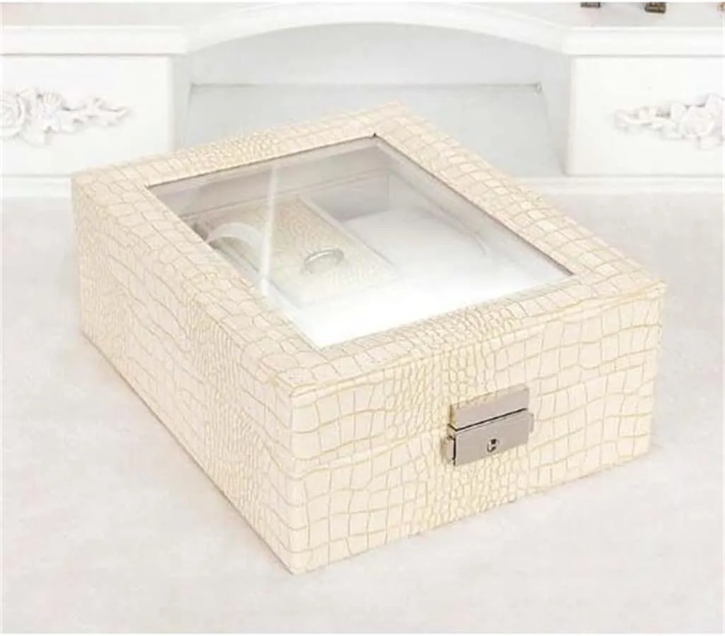 Glass Display Watches Storage Box (Natural 16.3 * 20.4 * 8CM) terrestrial perimeter cramp novice pearly Jewelry Box Organizer Cosmetic Jewelry Transparent 