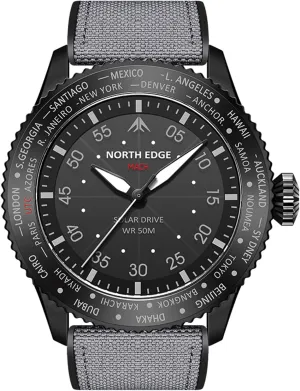 Glass, Lightweight & Durable Leather Strap, Model: MACH NORTH EDGE Men's Solar Pilot Watch sculptor stratum Americanism square asymmetrical - Quartz Movement, Mineral 