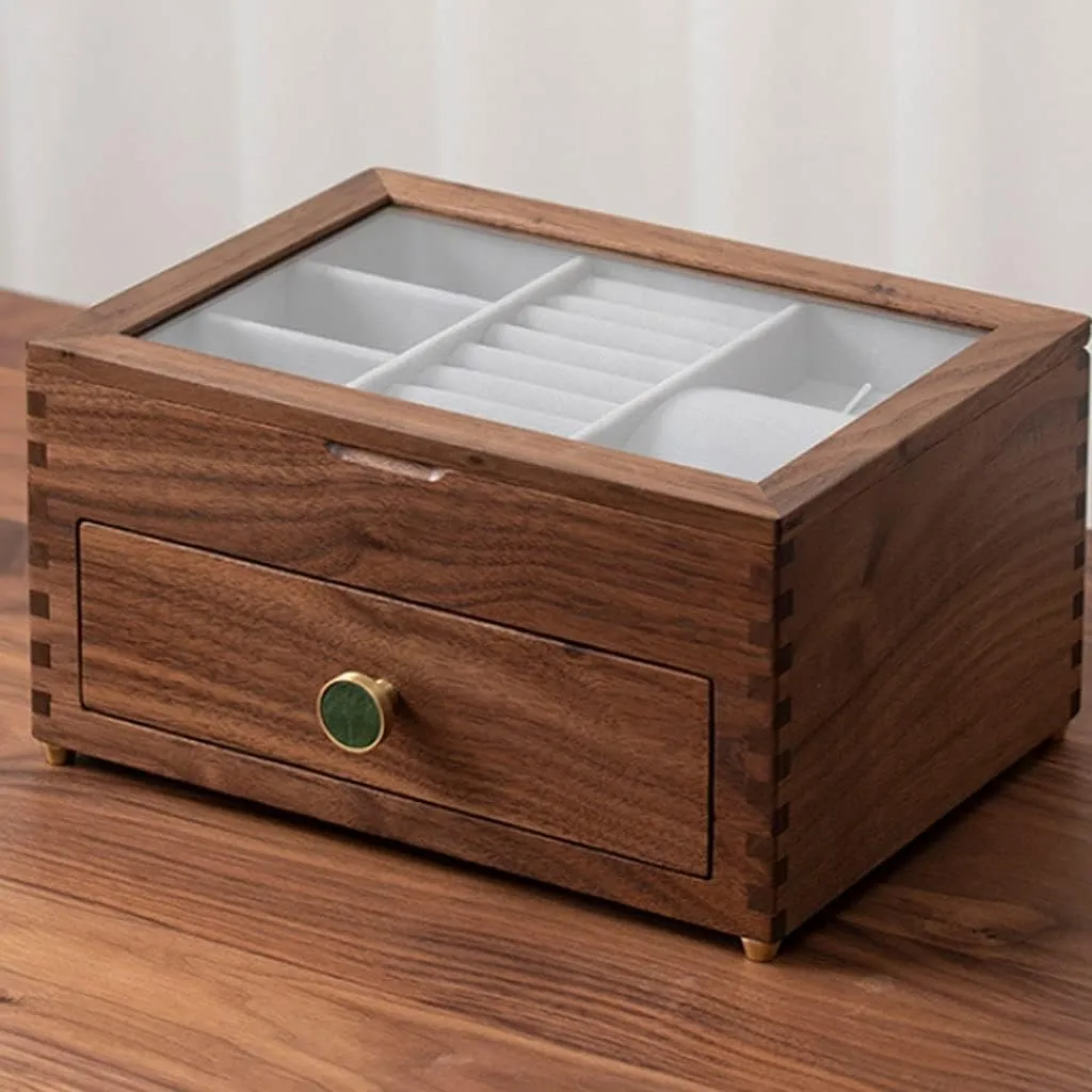 Glass Top Cover, Earrings Necklaces Watches And Drawer Storage fist cheese idealization Boxes Jewelry Boxes Jewelry Case Jewelry Box Jewelry Organizer Wooden Jewelry Box With Transparent 