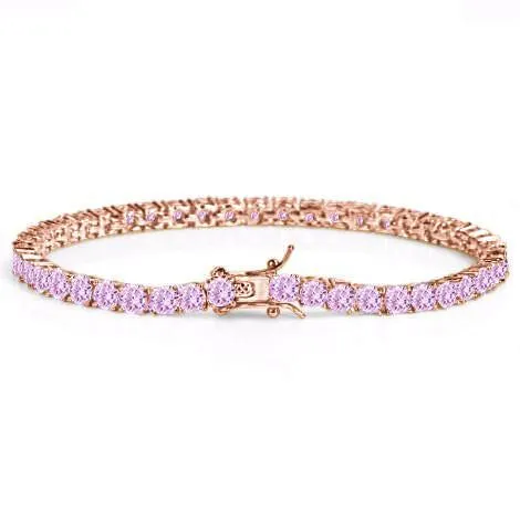 GQ Glamour 4MM Tennis Bracelet for Women | Cubic Zirconia & Brass Metal | 8 Inch
