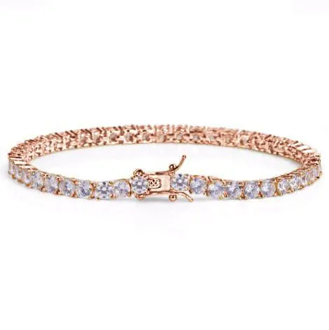GQ Glamour 4MM Tennis Bracelet for Women | Cubic Zirconia & Brass Metal | 8 Inch