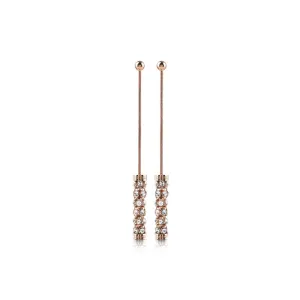Guess Earring Ip Rosegold With Coil Pave Chain