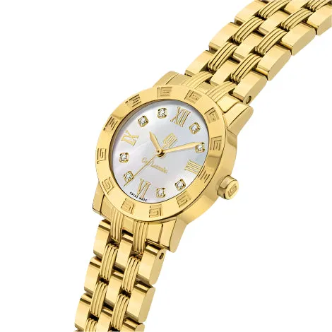 Guy Laroche  Alex Ladies White Dial and Yellow Gold Stainless Steel Bracelet Watch