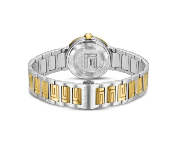 Guy Laroche  Ariane Ladies White MOP Dial Silver and Gold Stainless Steel Bracelet Watch
