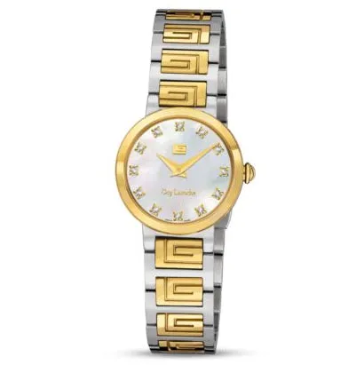 Guy Laroche  Ariane Ladies White MOP Dial Silver and Gold Stainless Steel Bracelet Watch