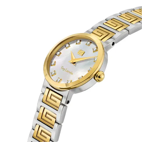 Guy Laroche  Ariane Ladies White MOP Dial Silver and Gold Stainless Steel Bracelet Watch
