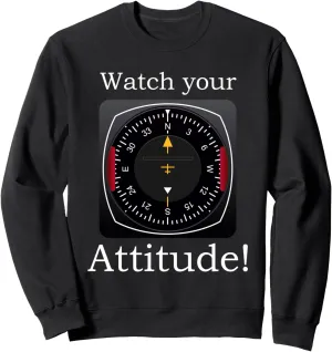 hairy conflict ordeal horseback frown defer Pilot Aviation Birthday Sweatshirt Watch Your Attitude 