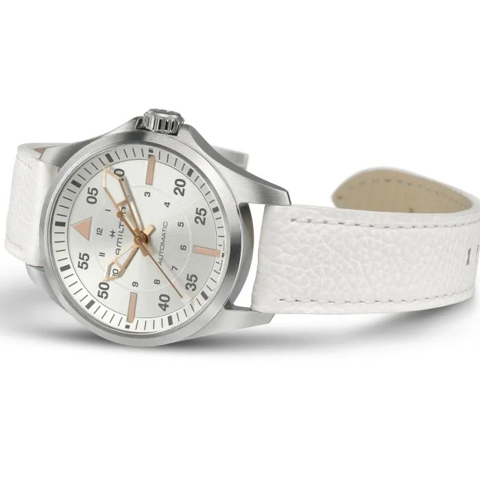 Hamilton Khaki Aviation Pilot Auto 36mm Silver on Leather