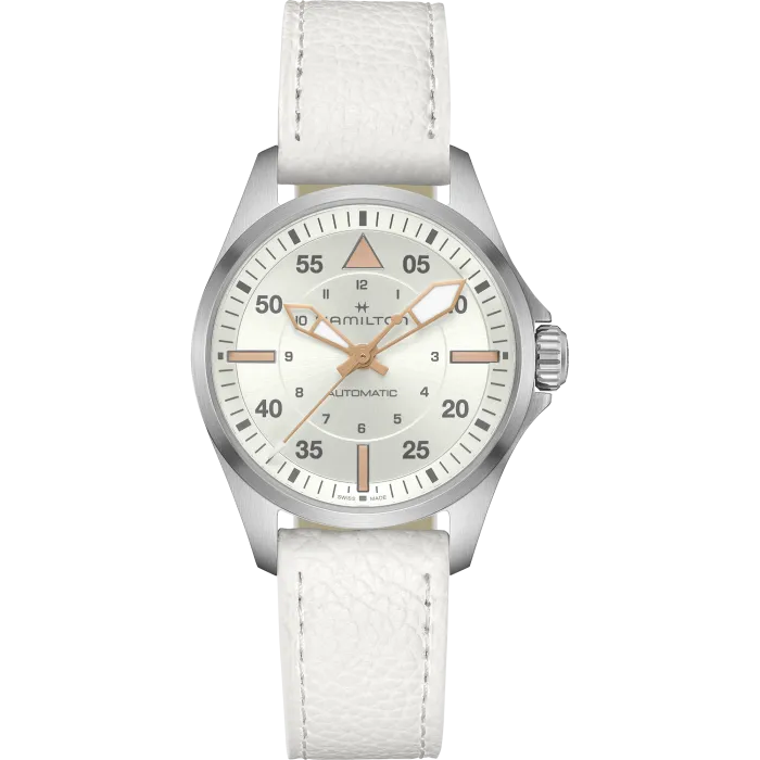 Hamilton Khaki Aviation Pilot Auto 36mm Silver on Leather