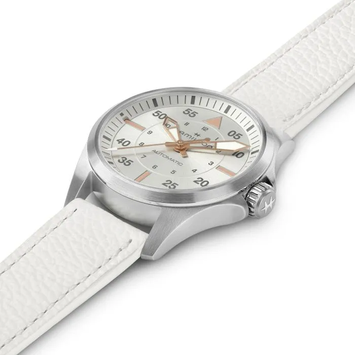 Hamilton Khaki Aviation Pilot Auto 36mm Silver on Leather