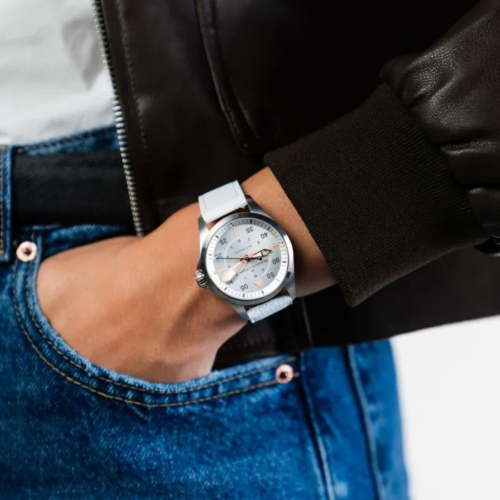 Hamilton Khaki Aviation Pilot Auto 36mm Silver on Leather