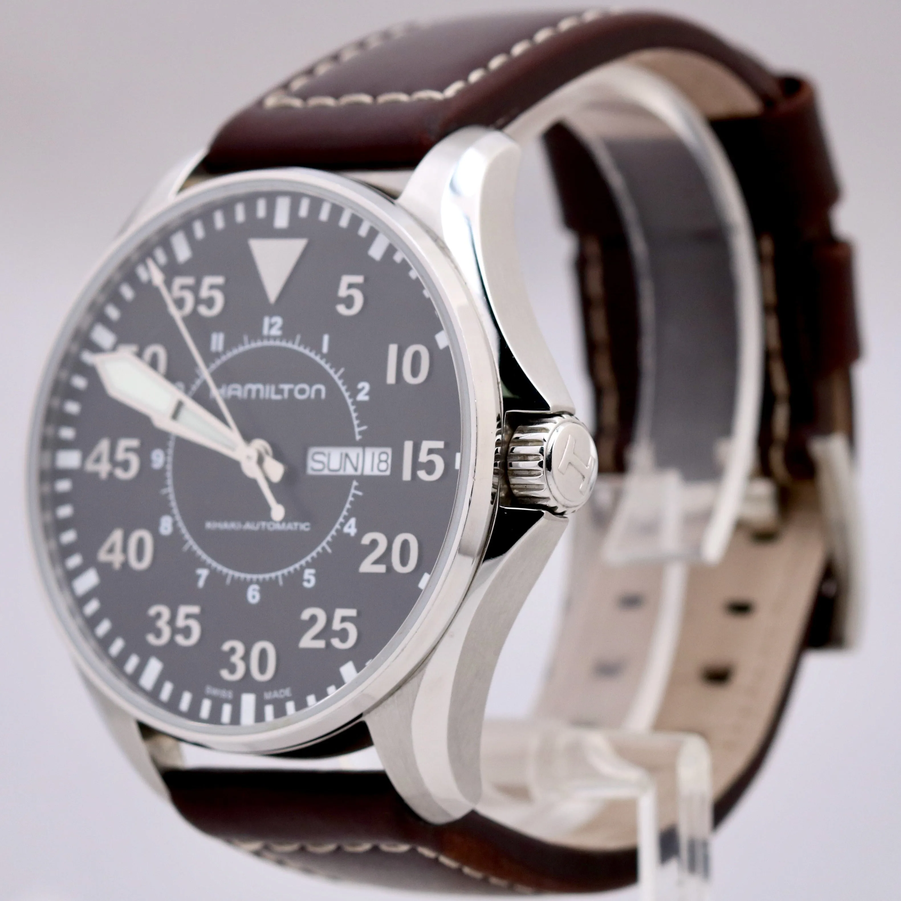 Hamilton Khaki Aviation Pilot Day Date Automatic Steel Black 46mm H647150 Watch