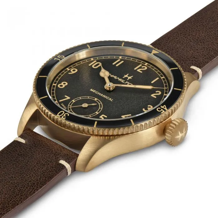 Hamilton Khaki Aviation Pilot Pioneer Bronze on leather