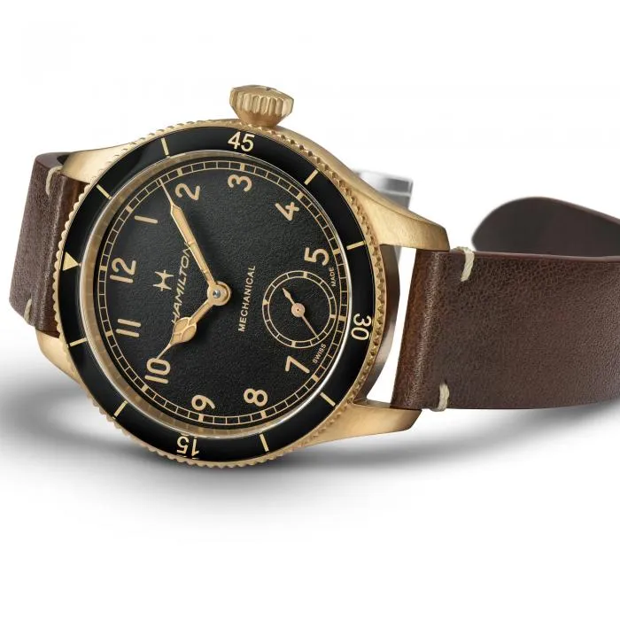 Hamilton Khaki Aviation Pilot Pioneer Bronze on leather