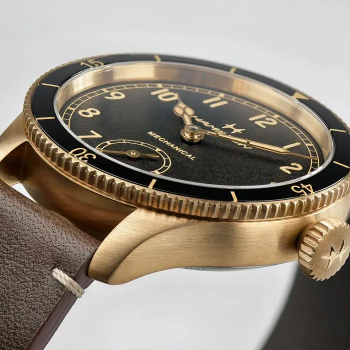 Hamilton Khaki Aviation Pilot Pioneer Bronze on leather