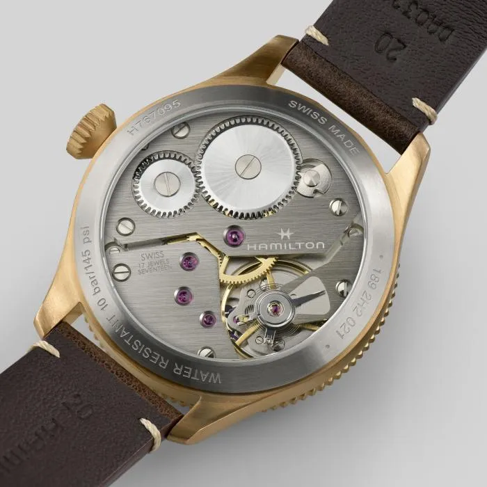 Hamilton Khaki Aviation Pilot Pioneer Bronze on leather