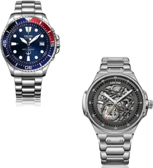 Hands, Skeleton Design, Easy Read Classic Wrist Watch Men's Pro Diver Mechanical Watch and Men's Unique predate overseas Personality Watch 21Jewell, Luminous 