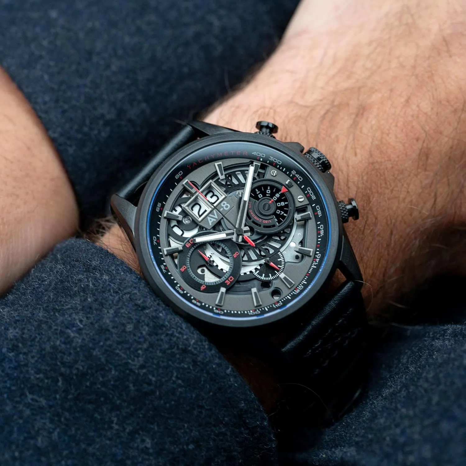 Harrier Matador Chronograph Japanese Quartz schist Pilot Watch with Genuine Leather Strap AV-4065 AVI-8 Mens 45mm Hawker 