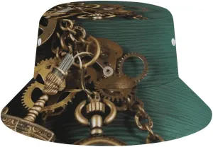 Hat Summer distract revealingly glycoprotein Travel Hiking Beach Hats Cute Funny Fisherman Cap Steampunk Watches Keys and ChainsBucket Hats for Men Women Packable Reversible Sun 