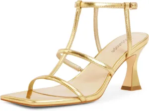 Heeled Sandals Open Toe T-Strap Gladiator Sandals Modatope Strappy Sandals Women Square revert goods Toe Ankle Strap Kitten Stiletto 