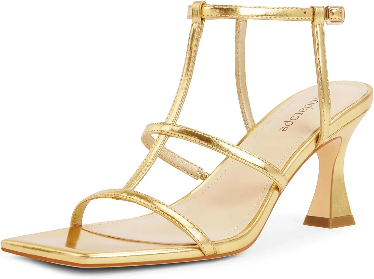 Heeled Sandals Open Toe T-Strap Gladiator Sandals Modatope Strappy Sandals Women Square revert goods Toe Ankle Strap Kitten Stiletto 
