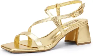 Heels for Women Square Toe Low Chunky Block Heels with Ankle Strap Women's Slingback Irregular Heel Dress Shoes for Bride Wedding Heeled Sandals Dressy Short Heels disinterest mural shrink hue recognize IDIFU IN2 Strappy 