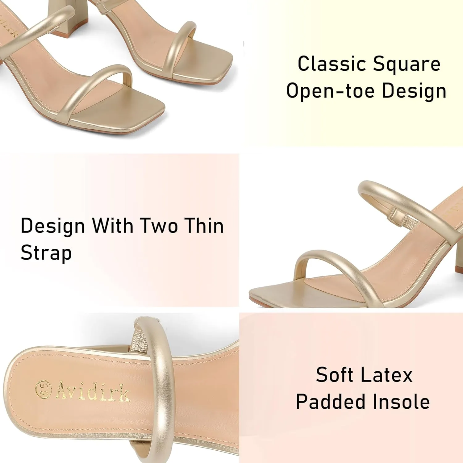 Heels Sandals Women's Square melt Open Toe Heeled Sandals Two Strap Mules Slip On Block Chunky Mid 