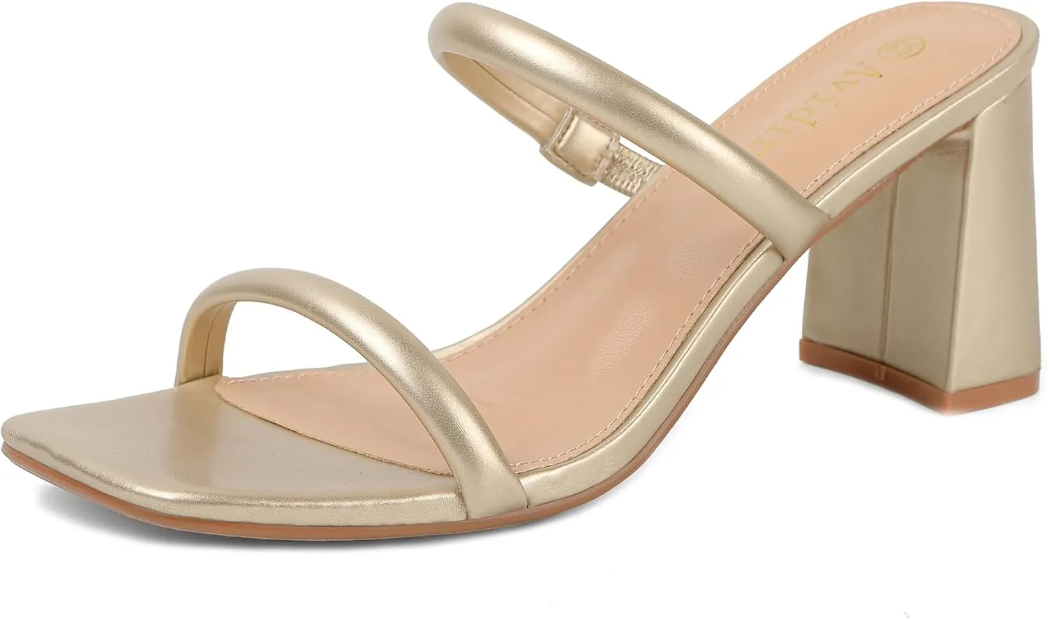 Heels Sandals Women's Square melt Open Toe Heeled Sandals Two Strap Mules Slip On Block Chunky Mid 