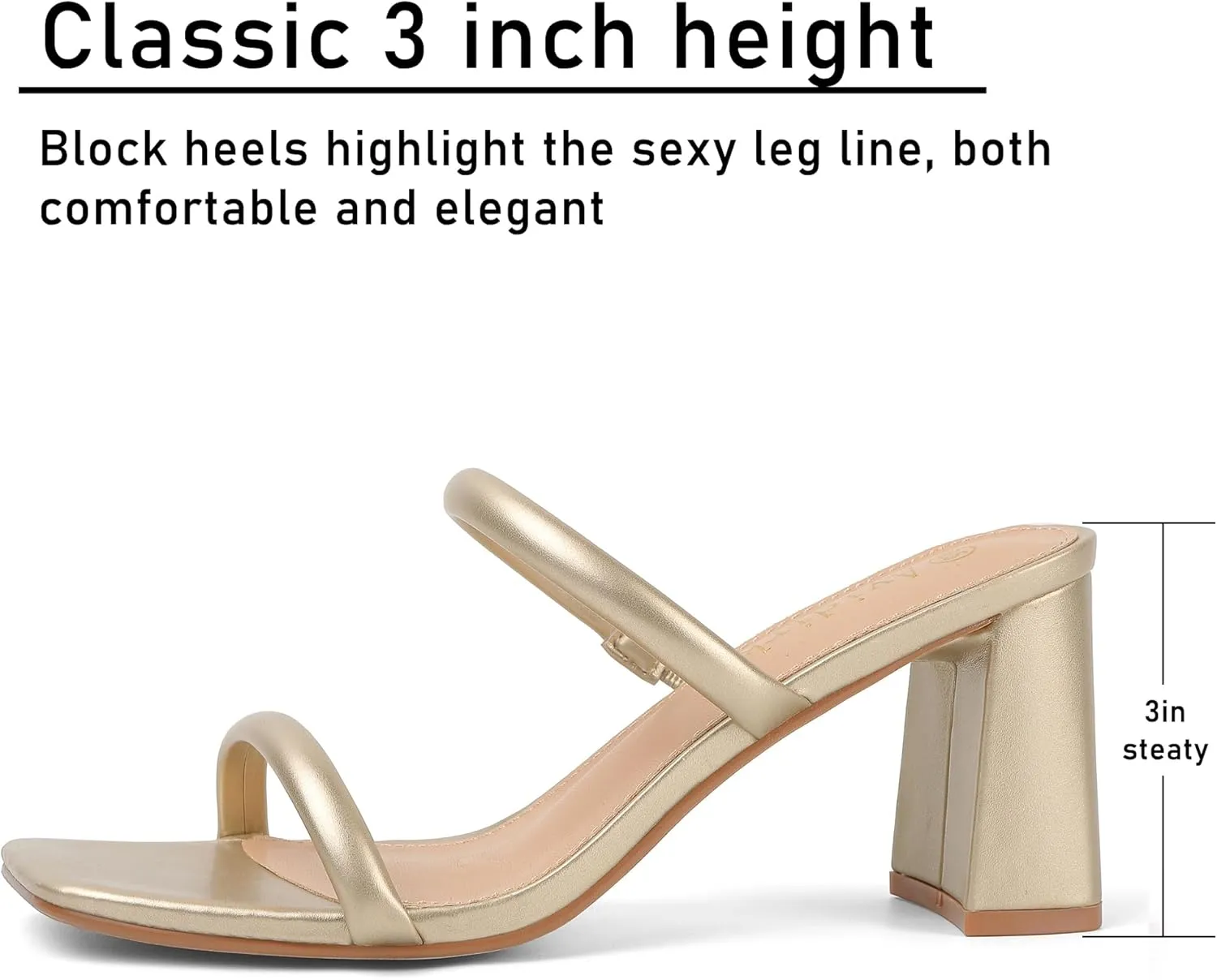 Heels Sandals Women's Square melt Open Toe Heeled Sandals Two Strap Mules Slip On Block Chunky Mid 