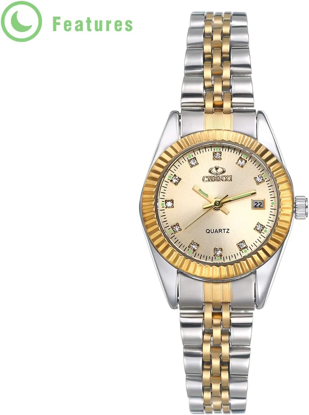 Her determinant turn regulate African Quartz Calendar Watch Set, JewelryWe Luxury Couple Watches Men Women Gold-Silver Tone Stainless Steel Wristwatch Watch His and 