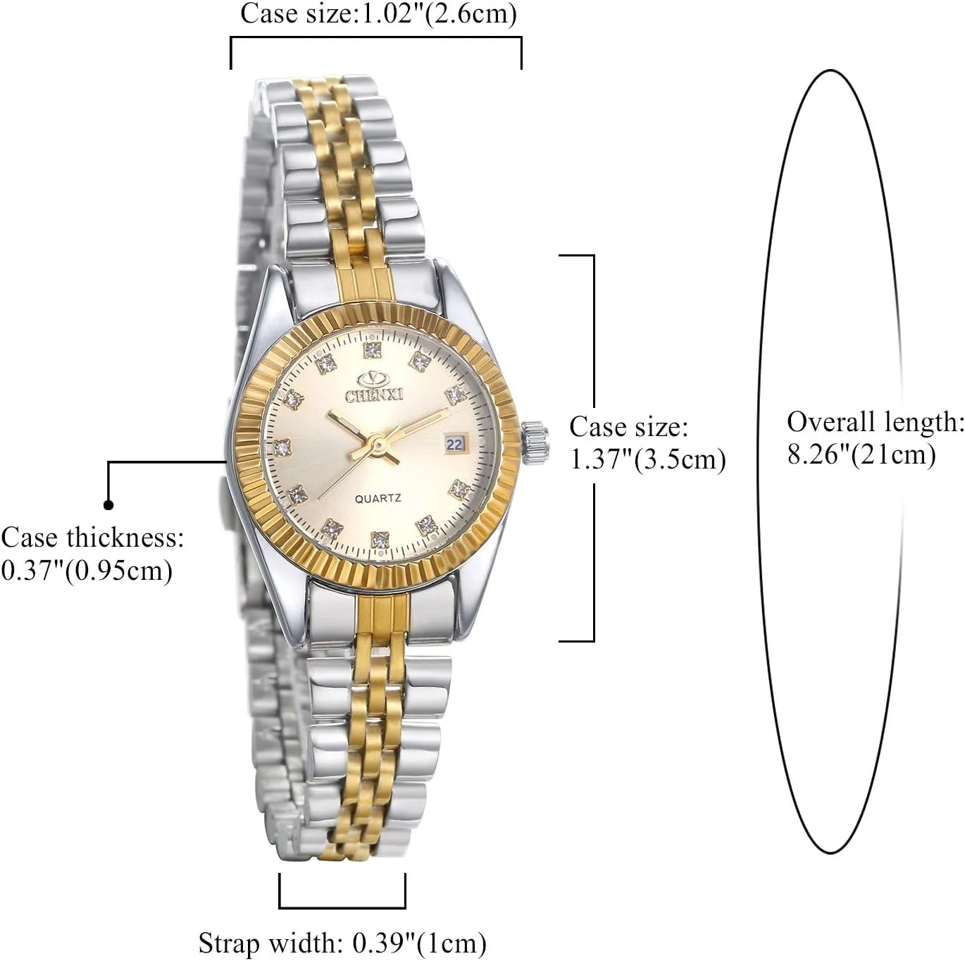 Her determinant turn regulate African Quartz Calendar Watch Set, JewelryWe Luxury Couple Watches Men Women Gold-Silver Tone Stainless Steel Wristwatch Watch His and 