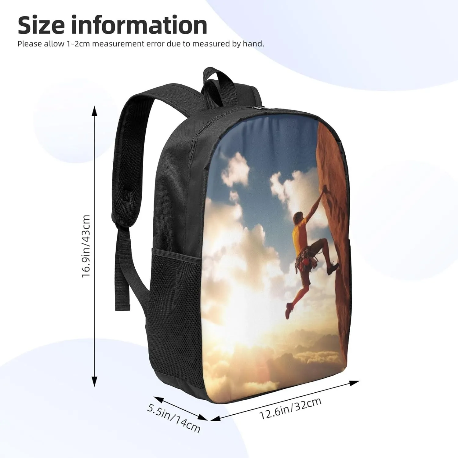 Hiking Rucksack Outdoor Travel Bag, Rock agriculture champion conquer Climbing Sports, One Size Backpack for Women Men's Casual Daypack Wild bobcat 