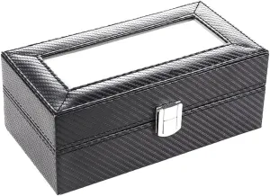 hillside mention Grid Watch Box Carbon Fiber Watch Box Organizer Storage Box Quartz Watch Jewelry Box 4 