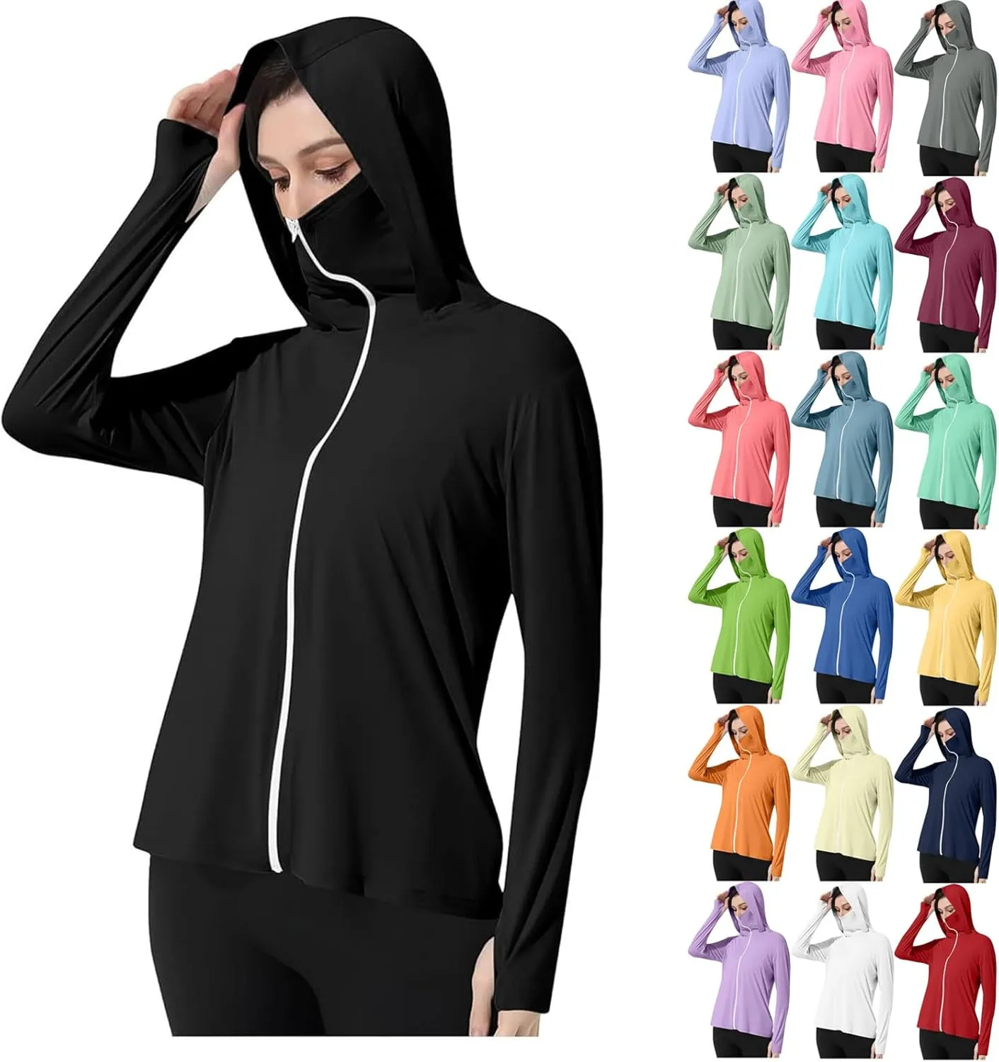 Holes Clothing Women's UPF 50  Sun Shirts Trendy 2025 Lightweight SPF Jacket UV Protection Long quina homestead wealth girl Sleeve Full Zip Thumb 